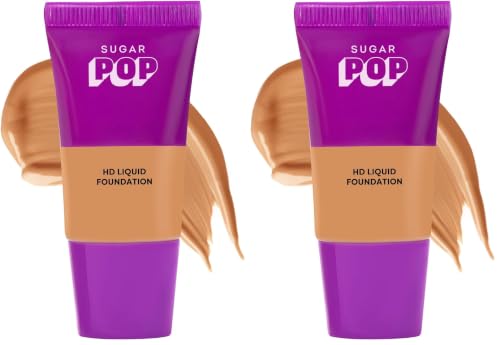 Image of SUGAR POP HD Liquid Foundation Tube with SPF 30 | Lasts upto 16hrs | Full Coverage | Water-Resistant | Matte Finish | 18ml - 15 Fig (Pack of 2)