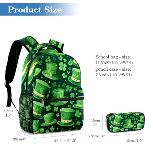 Ensemble sac à dos avec chapeau vert et trousse à crayons assortie - 2