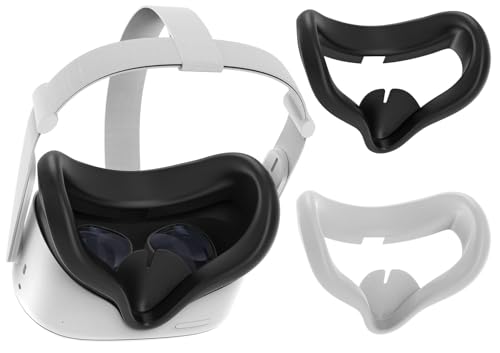 ZYBER Silicone Copertura Maschera Compatibile con Oculus Quest 2 Accessorio Headband, 2 PZ Lavabile VR Face Pad per Meta...