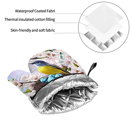 Oven Mitts And Pot Holders Sets Of 4 High Heat Resistant Birds Hummingbirds Oven Mitts With Oven Gloves And Hot Pads Potholders For Kitchen Baking Cooking Bbq Non-Slip Cooking Mitts #TOP7