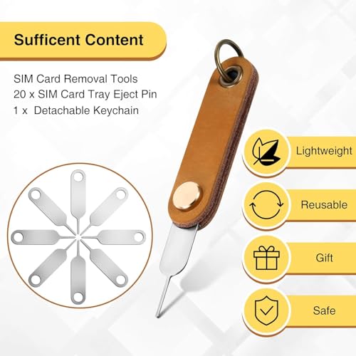 مجموعة ادوات ازالة شريحة الاتصال من بلوجو مكونة 20 قطعة بتصميم عالمي مع سلسلة مفاتيح قابلة للفصل للهواتف الذكية واجهزة التابلت فضي
