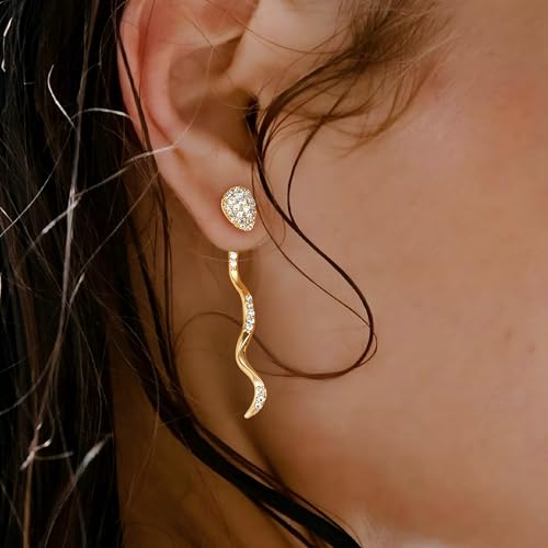 FETTERO Gold Stud Earrings for Women, 14K Gold Plated Hypoallergenic Earrings, Dainty Animal Snake Earring | Cartilage Piercing Jewelry | Gold Earrings for Women