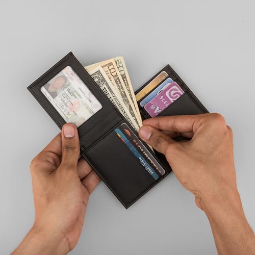 Image of Premium RFID Blocking Wallet for Men | Nappa Leather | Clear ID Window | 12 Card Slots | Money Pocket | Stylish | Durable Genuine Leather | Secure | Everyday Use