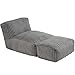 Hobestluk Big Bean Bag Lounger Chairs Large Beanbag Chair for Adults Bean Bag Sofa with Memory Foam Filled for Living Room, Bedroom or Balcony (Stripe Grey)