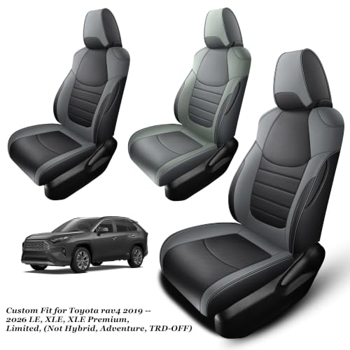 Image of Red Rain Leather Seat Cover Custom for 2019-2026 Toyota RAV4 Seat Covers