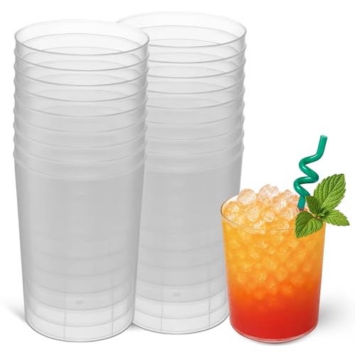 Vasos de Mojito Plástico Duro, vasos para coctell, Cerveza, Refrescos, Reutilizables y Reciclables, Apto para fiestas, bodas, eventos, Plástico duro, Capacidad 330 cc, Pack 20 vasos