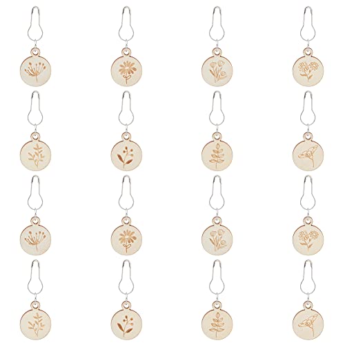 nbeads Marqueurs Point Crochet en Bois, 8 Styles Marqueur Point de Fleur Charmes Marqueur Tricot Verrouillage Amovible pour Tricot Tissage Accessoires de Couture Quilting Bijoux Faits à la Main