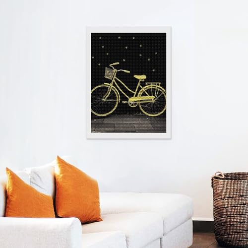Peinture diamant jaune vélo pour décorer votre salon chaleureux