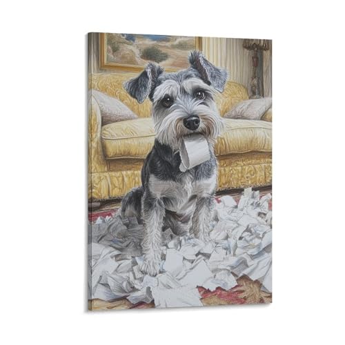 Toile Schnauzer moderne de 20x30cm pour sublimer votre décoration de salon