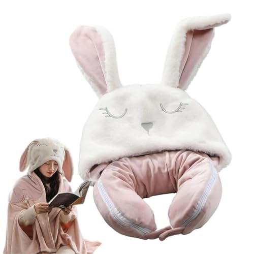 Genérico Almohada y Manta de Viaje - 85 * 150 cm 2 en 1 2 en 1, para el Vuelo, Almohada | con Capucha con diseño Plegable, Manta Suave y cómoda para un Descanso cálido, vuelos Largos, Viajes en Coche