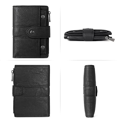 Image of CLUCI Small Wallet for Women Leather Slim Womens Wallet Bifold Multi Card Holder Organizer Designer with Removable ID Window, 1 Black, small, Bifold Wallet