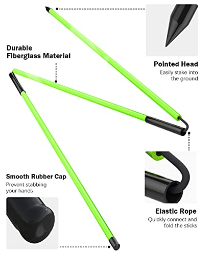 Rhino Valley Golf Alignment Sticks - 2 Pack Collapsible Golf Practice Rods for Aiming, Putting, Full Swing Trainer, Posture Corrector with Clear Tube Case, Portable Golf Training Equipment, Green - Thumbnail 2
