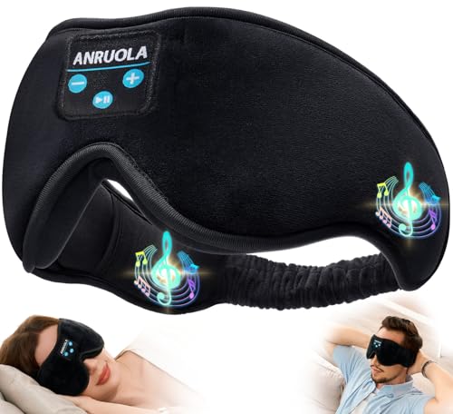3D Sleep Mask Bluetooth Wireless Music Eye Mask, Sleeping Headphones for Side Sleepers with Ultra-Thin Stereo Speakers Perfect for Sleeping