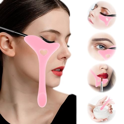 DOETYD Eyeliner Stencils, Silicone Winged Eyeliner Tool, Reusable Mascara Shield, Multi-Purpose Eyeshadow Applicators Guard, Perfect for Beginners Makeup Enthusiasts and Professionals Pink