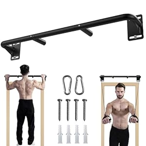 Fitarc Heavy Duty Wall Mount Pull Up Bar, Joist Mount Chin Up Bar for Doorway, Steel Construction, Home Gym Equipment, Fits 32”-36” Wall Studs