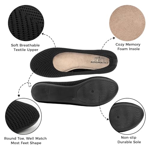 CHIN·MOON Women's Ballet Flats Comfortable Dressy Walking Dress Casual Shoes3