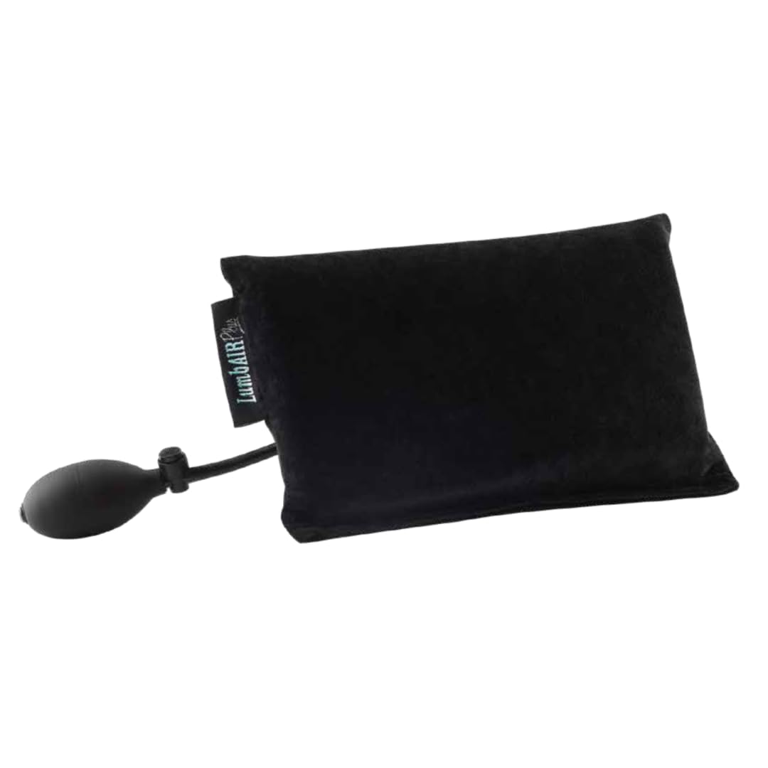Innotech LumbAIRPlus – Premium Portable Inflatable Lumbar Support Cushion with Enhanced Adjustable Air System for Customized Comfort, Black