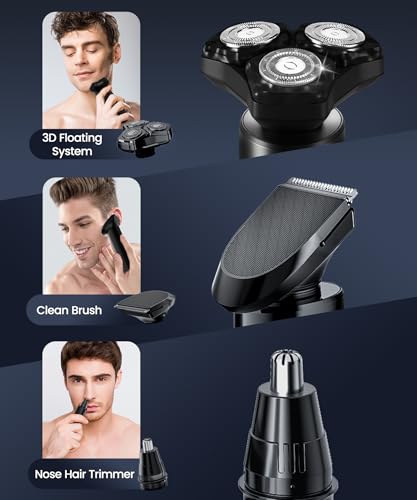 Image of Electric Razor for Men，10,000RPM High-Speed Motor, IPX8 Waterproof, USB Fast Charging, Quick Charge & Travel Lock,Space Black