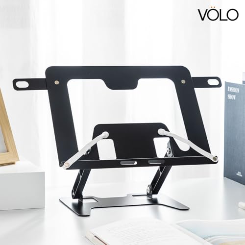 Image of Volo Book Stand Holder - Portable Metal Desktop Adjustable Foldable Cookbook Holder,Recipe Book Holder,Textbook Stand,Music Stand,Book Stands & Holders for Reading (Black (Heavy Duty))