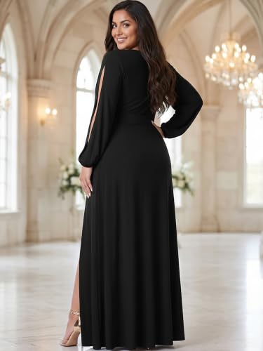 Image of KOH KOH Womens Long Sleeve Sexy Slit Photoshoot Evening Fall Maxi Dress
