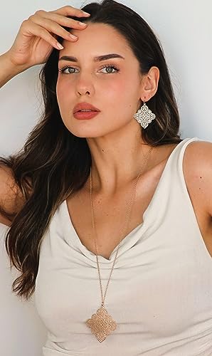 POMINA Gold Geometric Floral Filigree Pendent Long Necklace Simple Casual Fashion Sweater Long Gold Chain Necklace for women2