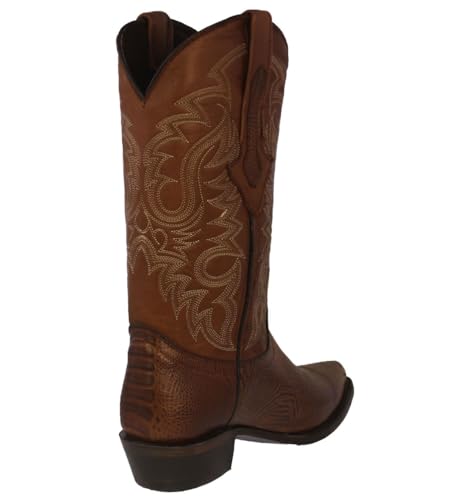 Texas Legacy Mens Brown Western Leather Cowboy Boots Ostrich Leg Print J Toe3