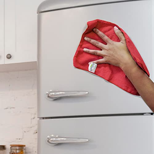 Image of SOFTSPUN Microfiber Cleaning Cloths, 3pcs 30x30cms 340GSM Red! Highly Absorbent, Lint and Streak Free, Multi -Purpose Wash Cloth for Kitchen, Car, Window, Stainless Steel, Silverware.