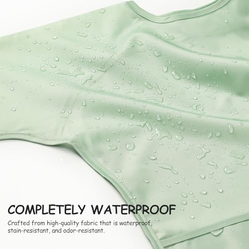 4 Pack Long Sleeve Bib, Waterproof Sleeved Smock for Baby Boy or Girl, Reusable Bib with Pocket, Ages 6-24 Months3