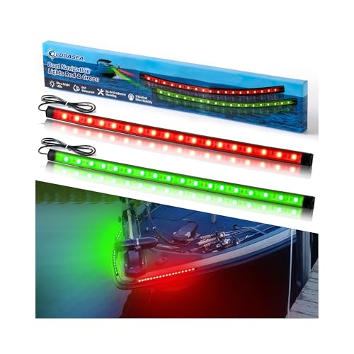QLOOASEA Boat Navigation Lights LED, Red and Green Boat Lights LED Waterproof, Marine Navigation Bow Light for Night Fishing, Boating, Navigating, Lighting, Fits for Pontoon, Bass & Jon Boats, Yacht