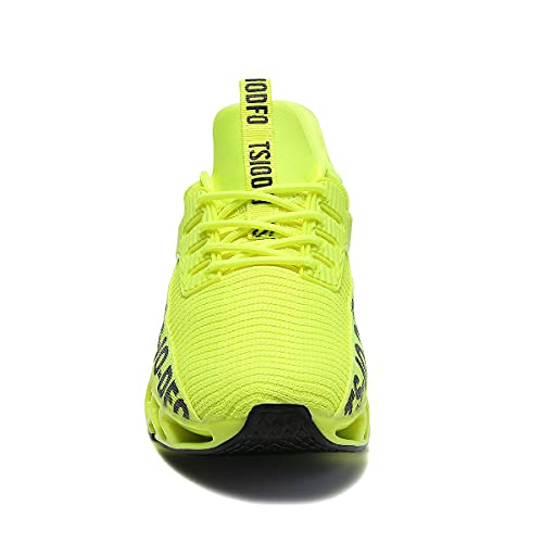 Futai Sneakers For Women Running Shoes Lightweight Tennis Sports Shoes Gym Jogging Slip On Casual Walking Sneakers Fluorescent Green Size 6.5 #TOP3