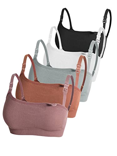 Image of MakeMeChic Women's 5 Pack Nursing Breastfeeding Bras Maternity Pregnancy Bralette Multicolor M