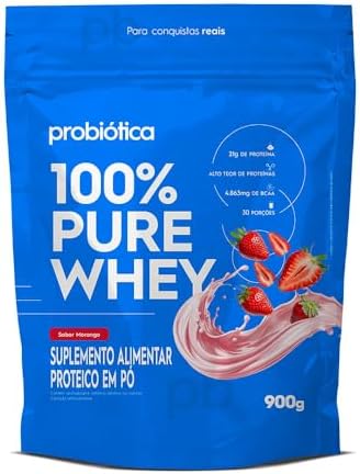 Probiótica 100% Pure Whey Refil (900G) Morango
