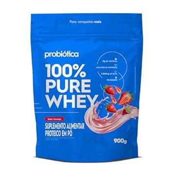 Probiótica 100% Pure Whey Refil (900G) Morango