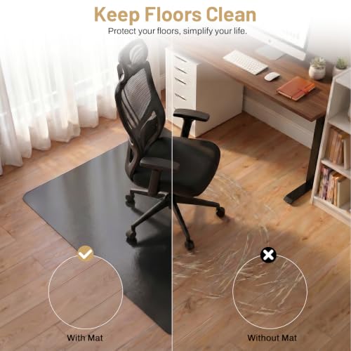 Image of Black Office Chair Mat for Hardwood Floors 36 inch x 48 inch, Heavy Duty Floor Protector for Rolling Desk Chairs, Durable Plastic Chair Mat for Home Office, Gaming Room, Tile, Laminate & Vinyl Flooring