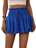 Womens Summer Casual Skirt Solid Color Ruffled...