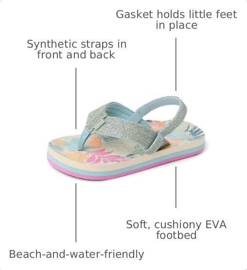 Image of REEF Girls Toddler /Little Kid Ahi Beach Flip Flop, Soft Cushion Footbed, Water Friendly
