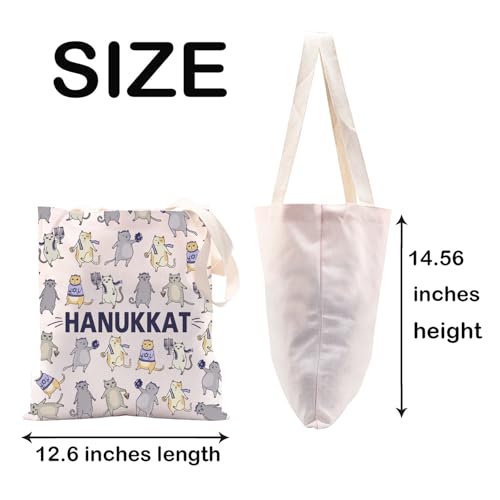 Sac cabas Hanoukka chat en coton grand format pour courses - 3