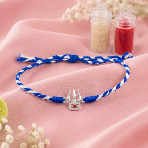 Image of Unniyarcha 925 Sterling Silver God Blessings Rakhi for Men | Certified Silver Raksha Bandhan Rakhi for Brother