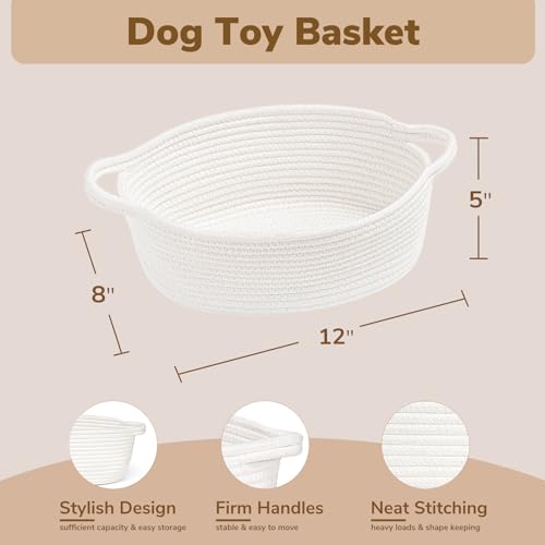 Image of Goodpick Small Woven Rope Gift Basket Empty, 12 inchx 8 inchx 5 inch Boo Basket, White