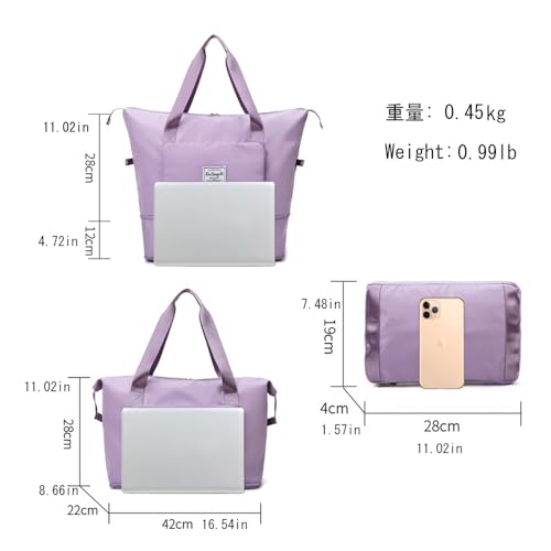 Expandable Travel Duffel Bag with Wet Pocket Shoes Compartment Overnight Weekender Bag Waterproof Gym Workout Handbag for Women and Man3