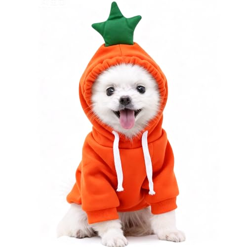 Dog Carrot Hoodie Jumper Dog Costume with Fleece Lining Fun Carrot Shape Pet Sweatershirt Dogs Clothes for Small Medium and Large Winter Outfit for Dogs and Cats Pet Sweater for Puppy Kitten XL