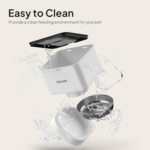 VOLUAS Automatic Cat Feeder, 4L Timed Dry Food Dispenser for Cats & Dogs | Programmable Portion Control, Up to 4 Meals Daily, Dual Power Supply, Power-Off Memory, 10-Second Voice Recorder - Image 6
