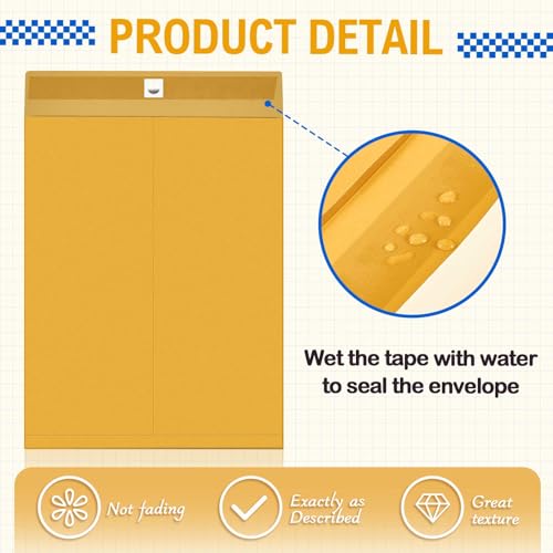 Motipuns 10 Pcs Manila Envelopes Large Clasp Envelope, 16 x 20 Inch, Golden by Motipuns - Used condition - Image 3