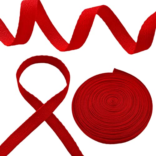 3/8 Inch X 10 Yards Cotton Twill Tape Herringbone Pattern Soft Fabric Webbing Strap Ribbon Bias Tape For Sewing Binding Valentines Gift Wrapping Diy Cloth Collar Edge Pants Drawstring Cord (Red) #TOP3