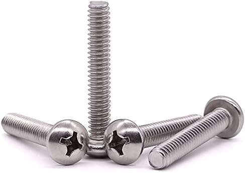 6# 32 x 1-1/4" (1/8" to 4" Available) Pan Head Machine Screw, Phillips Drive, 304 Stainless Steel 18-8, Bright Finish, Fully Machine Thread, 50 PCS by Eastlo Fastener