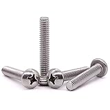 #10-24 x 1-1/4' Pan Head Machine Screw, Phillips Drive, 304 Stainless Steel 18-8, Bright Finish, Fully Machine Thread, 50 Pcs