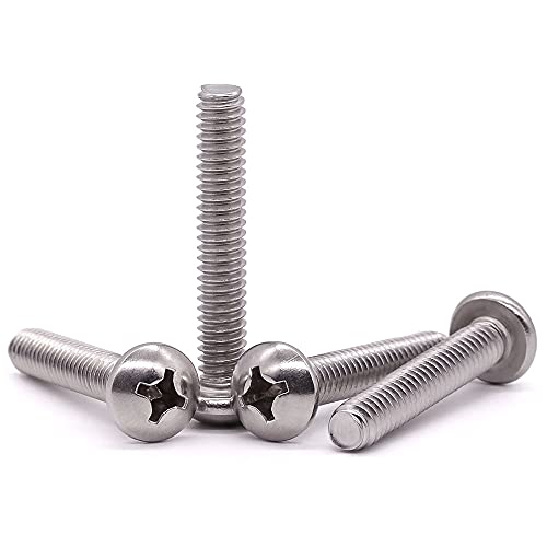 #6-32 x 1-1/4" Pan Head Machine Screw, Phillips Drive, 304 Stainless Steel 18-8, Bright Finish, Fully Machine Thread, 50 Pcs