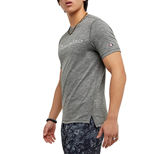 Champion Herren, MVP, Moisture Wicking, Anti Odor, Lightweight for Men T-Shirt, Railroad Grey Heather Outline Script, Mittel – Ansicht 3