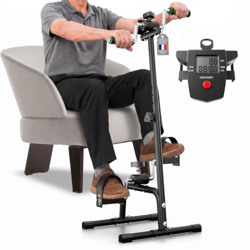 Vélo d’entraînement pour domicile, équipé de poignées et d’un écran LCD, destiné à la rééducation et au renforcement des membres supérieurs et inférieurs (Noir Z1)