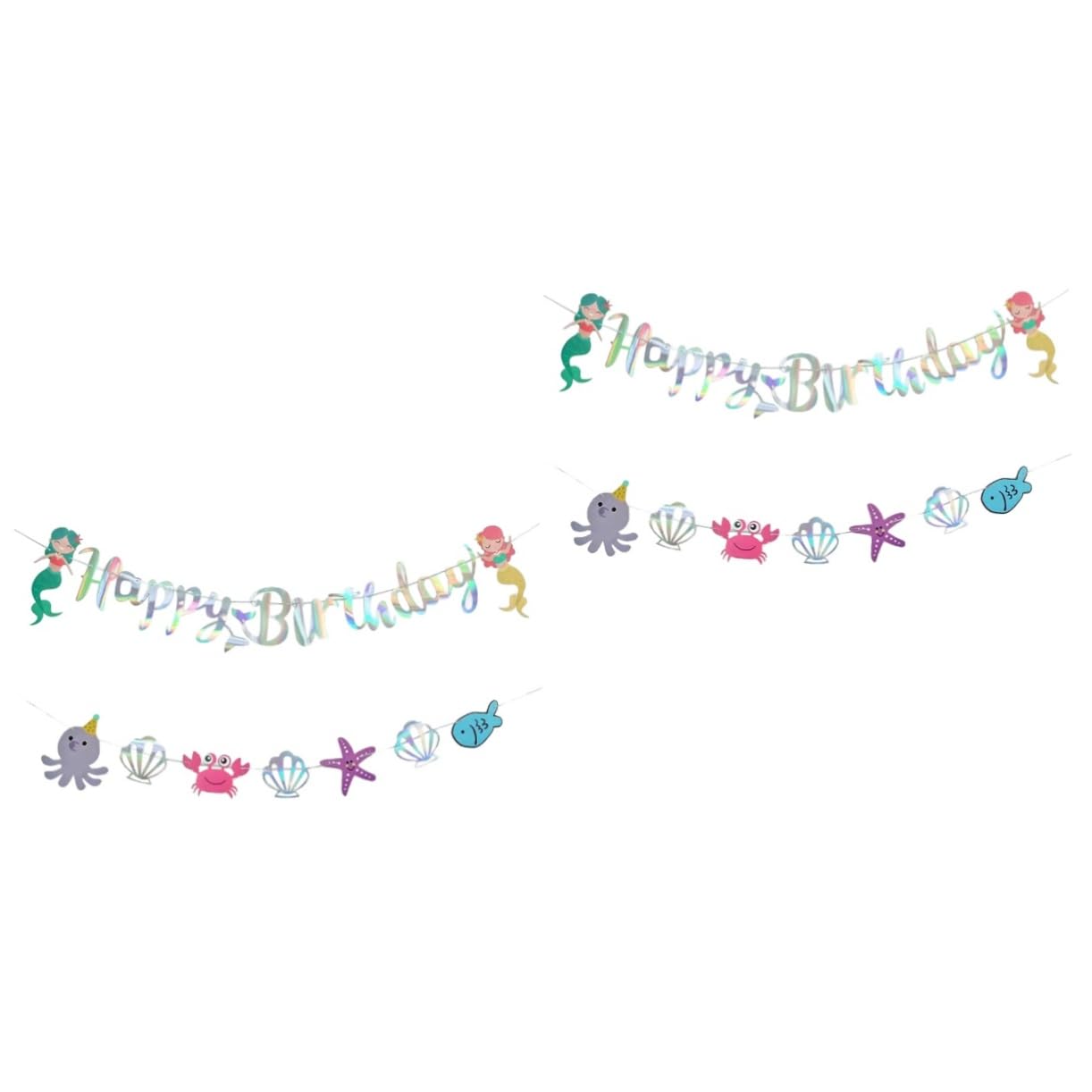Décoration anniversaire sirène : 4 bannières en papier pour embellir votre fête